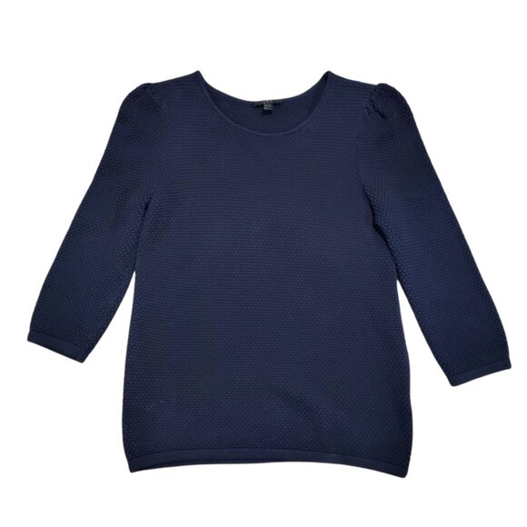NWOT COS Knit Navy Blue Puff 3/4 Sleeve Basic Nuetral Sweater - Small - Picture 8 of 8